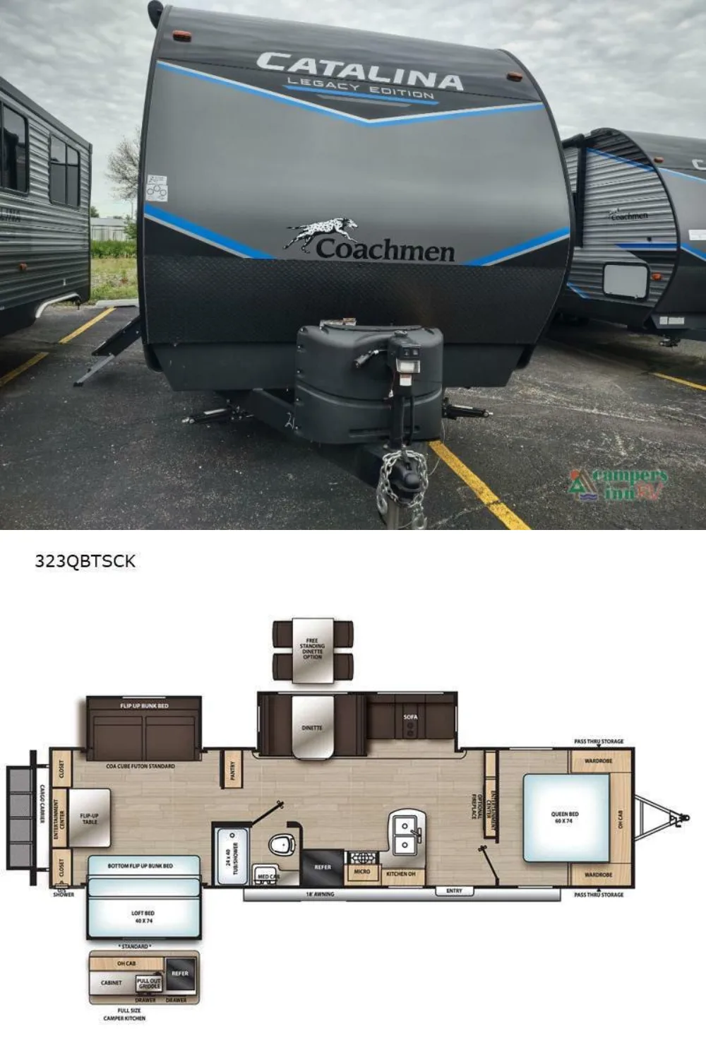 New 2022 Coachmen Rv Catalina Legacy 323QBTSCK Travel Trailer RV