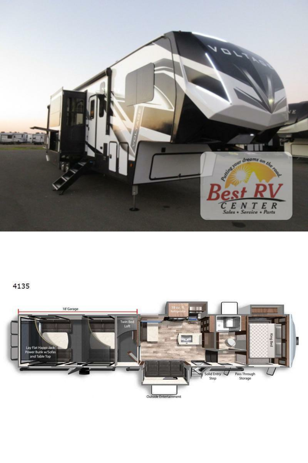 New 2022 Dutchmen Rv Voltage 4135 Fifth Wheel Toy Hauler RV