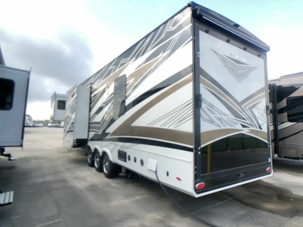 Rear view of the New 2023 Vanleigh Rv Ambition 399TH Fifth Wheel Toy Hauler RV.