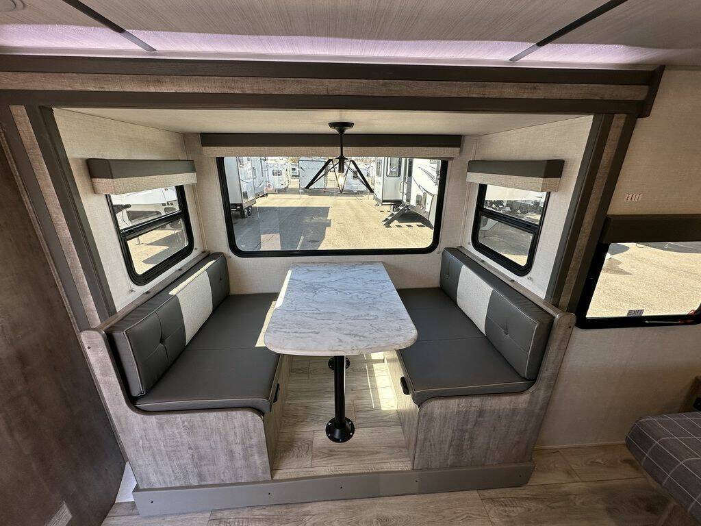 Dinette with glass windows.