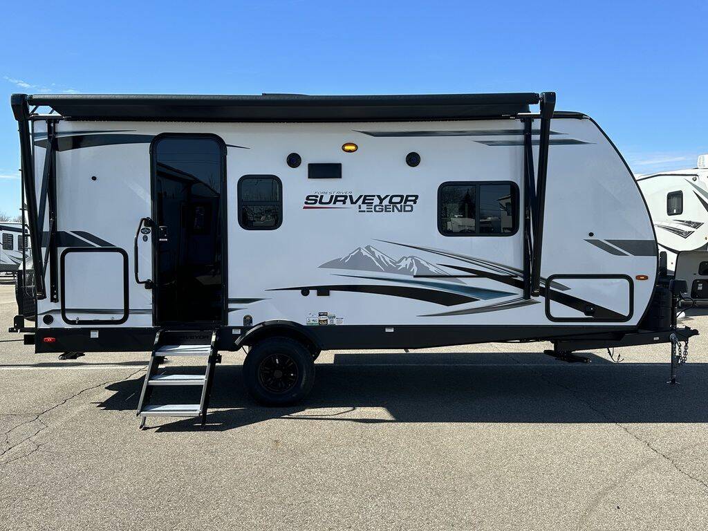 Side view of the New 2024 Forest River Surveyor Legend Sub 19RBLE Travel Trailer RV.