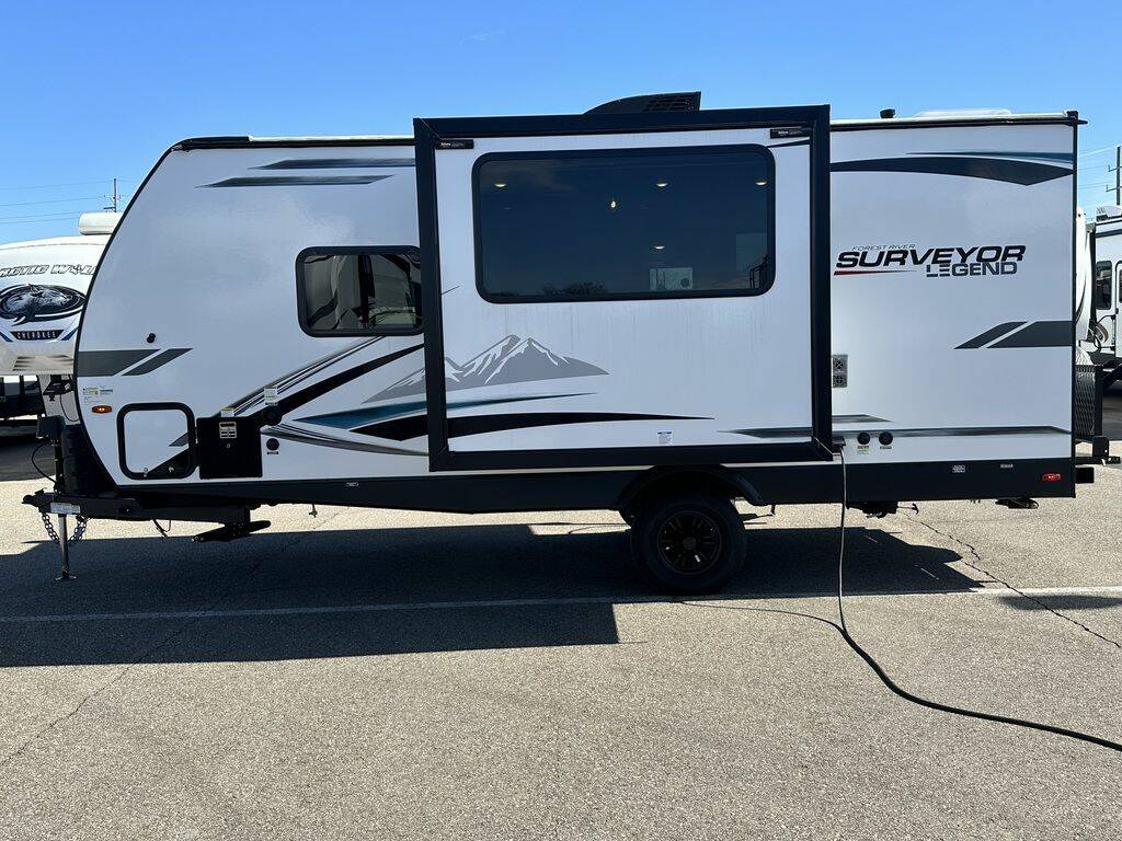 Side view of the New 2024 Forest River Surveyor Legend Sub 19RBLE Travel Trailer RV.