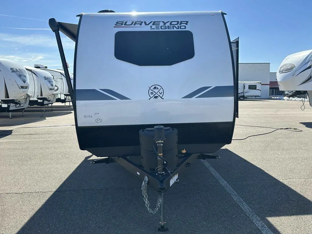 Front view of the New 2024 Forest River Surveyor Legend Sub 19RBLE Travel Trailer RV.