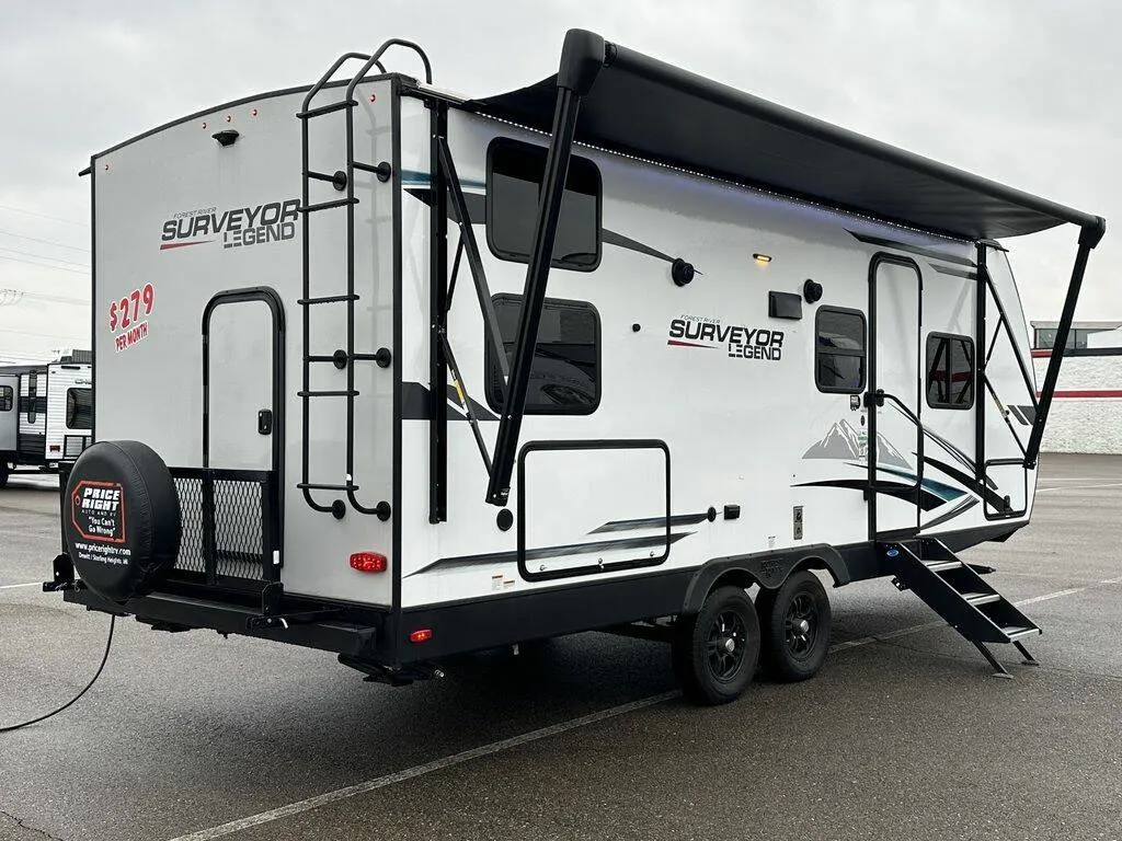 Side view of the New 2024 Forest River Surveyor Legend Murphy Bed 240BHLE Travel Trailer RV.