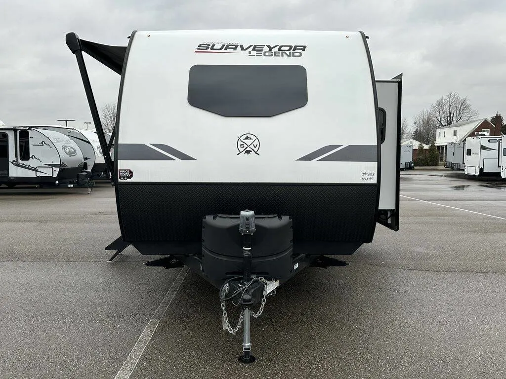 Front view of the New 2024 Forest River Surveyor Legend Murphy Bed 240BHLE Travel Trailer RV.