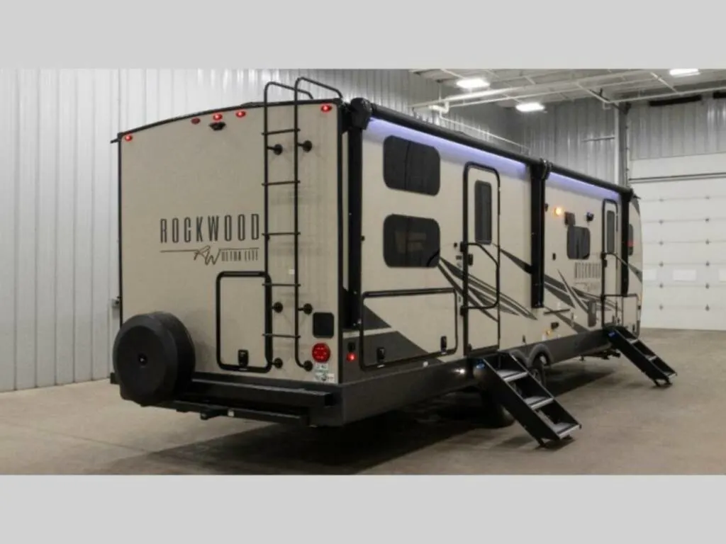 Rear view of the New 2023 Forest River Rv Rockwood Ultra Lite 2706WS Travel Trailer RV.