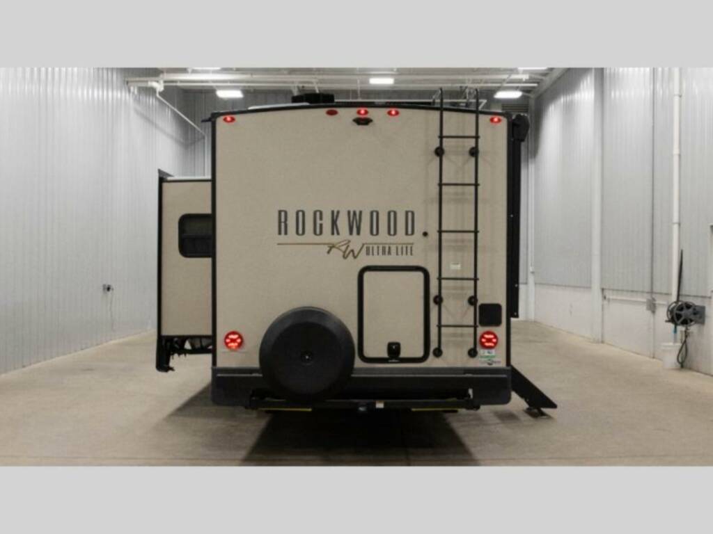 Rear view of the New 2023 Forest River Rv Rockwood Ultra Lite 2706WS Travel Trailer RV.