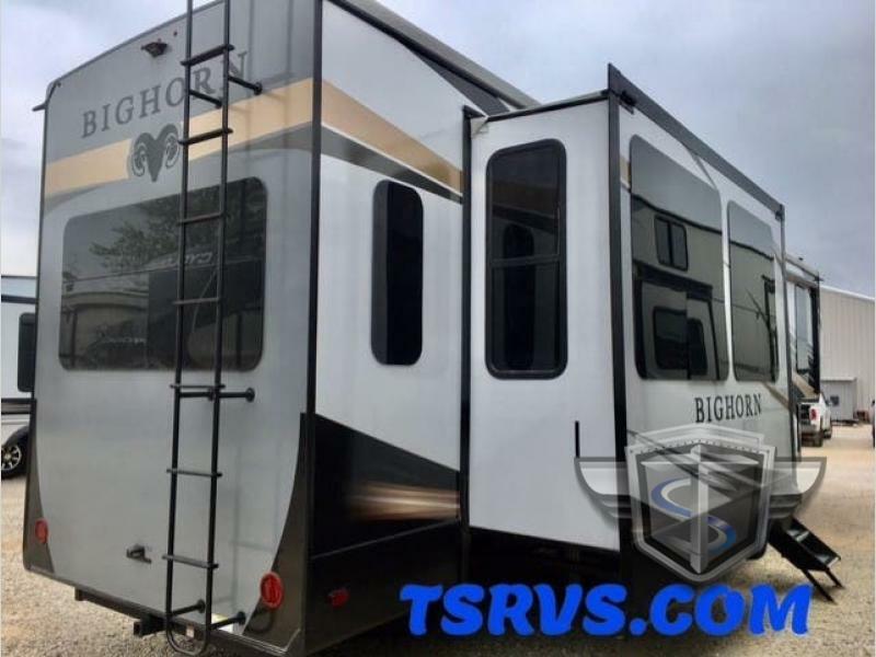 Rear view of the New 2022 Heartland Bighorn 3502SB Fifth Wheel RV.