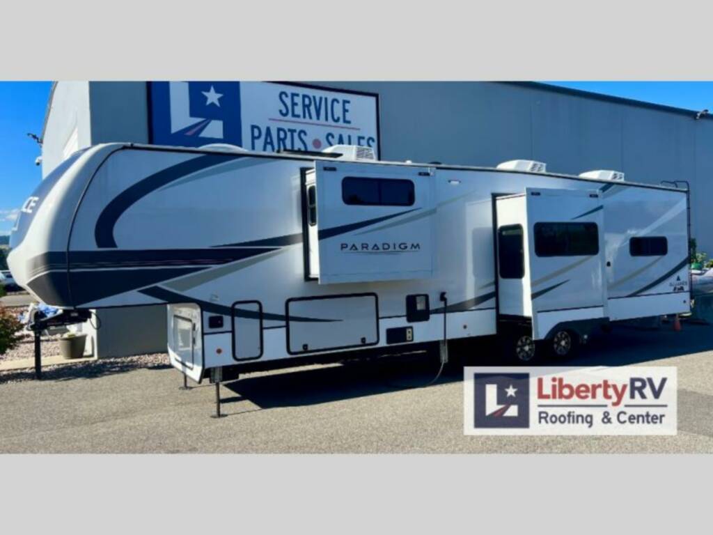 Side view of the New 2023 Alliance Rv Paradigm 382RK Fifth Wheel RV.