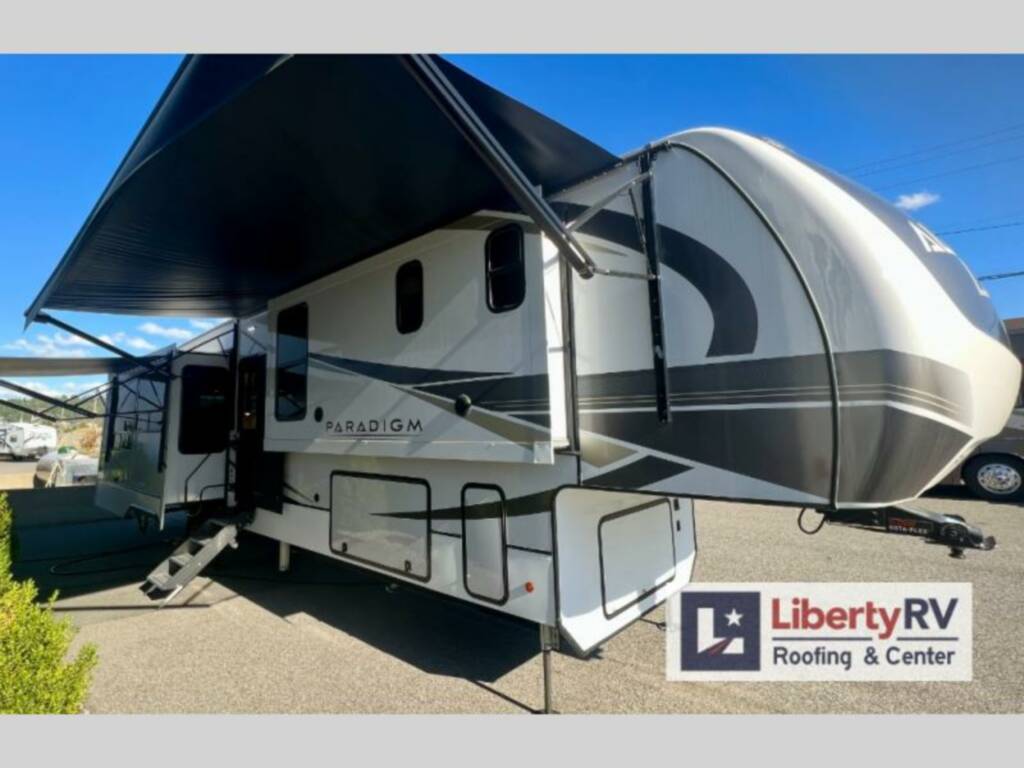 Side view of the New 2023 Alliance Rv Paradigm 382RK Fifth Wheel RV.