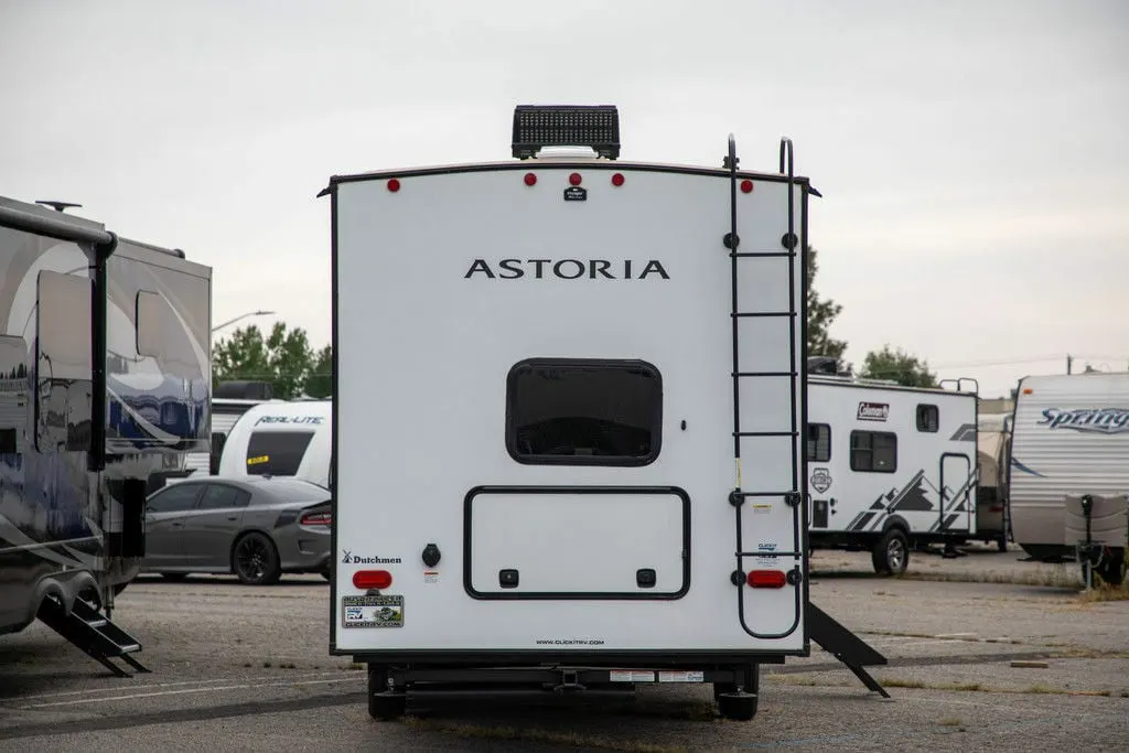 Rear view of the New 2022 Dutchmen Astoria 1500 2943BHF Fifth Wheel RV.