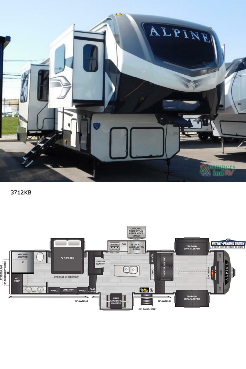 New 2022 Keystone Rv Alpine 3712KB Fifth Wheel RV