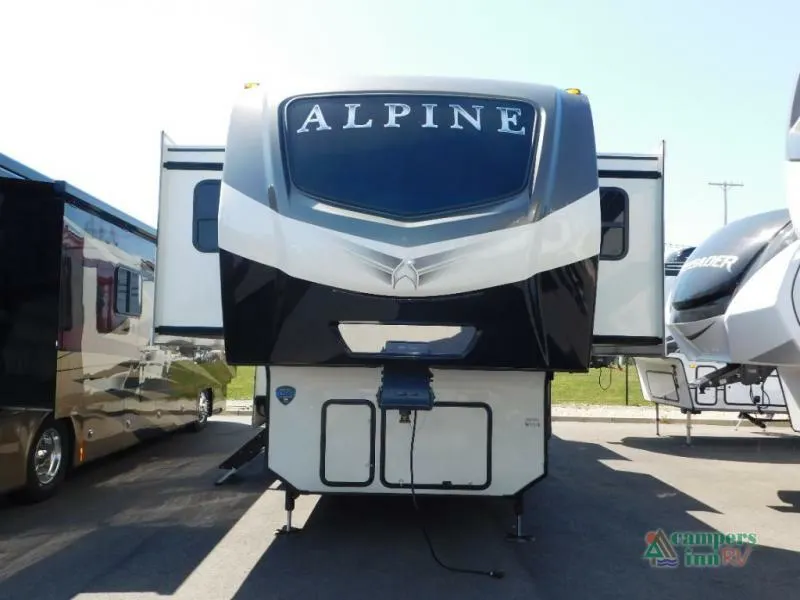 Front view of the New 2022 Keystone Rv Alpine 3712KB Fifth Wheel RV.