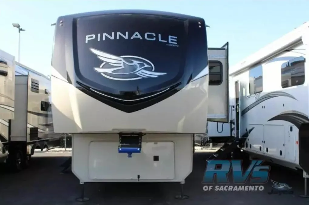 Front view of the New 2022 Jayco Pinnacle 36KPTS Fifth Wheel RV.