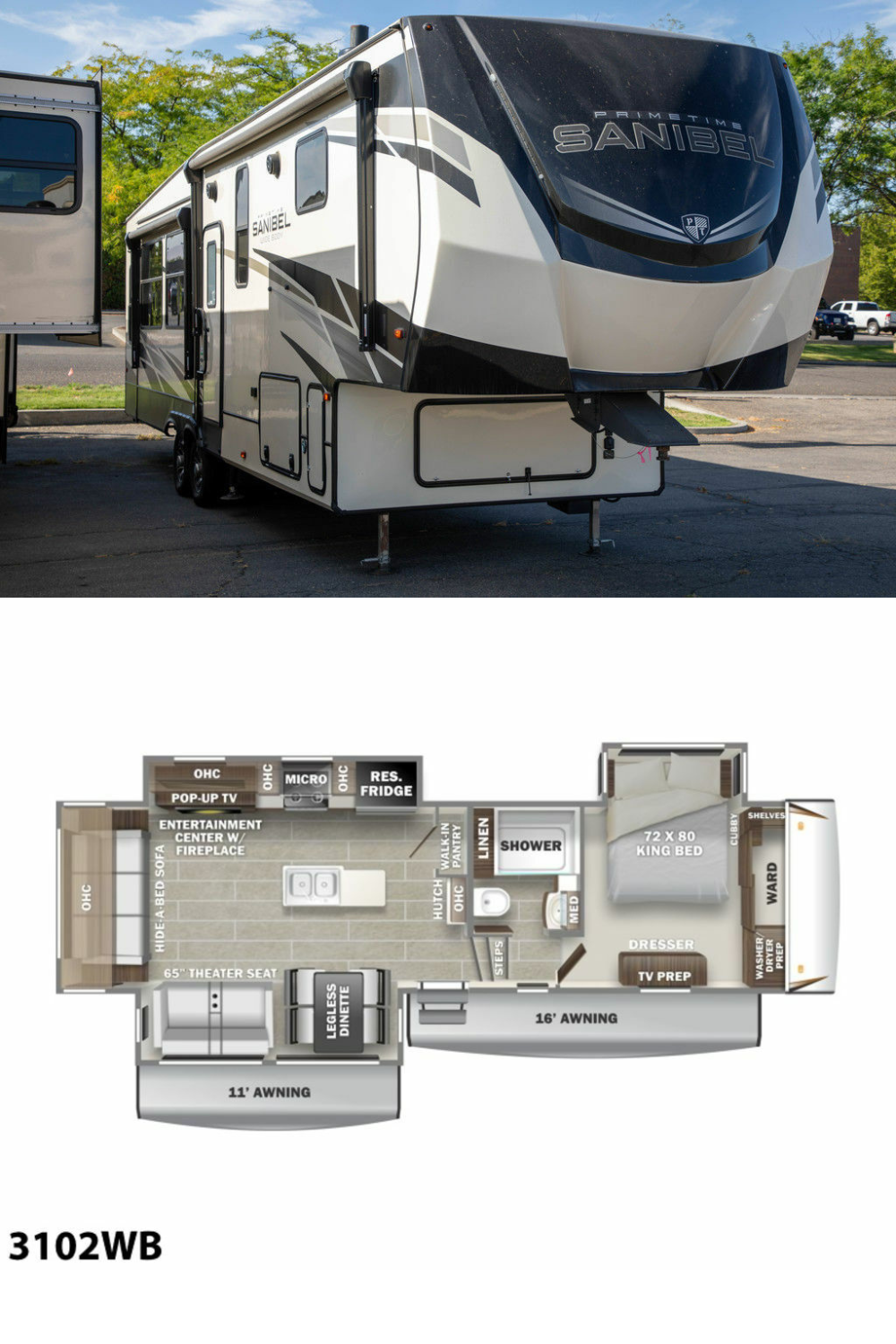 New 2022 Prime Time Sanibel 3102WB Fifth Wheel RV