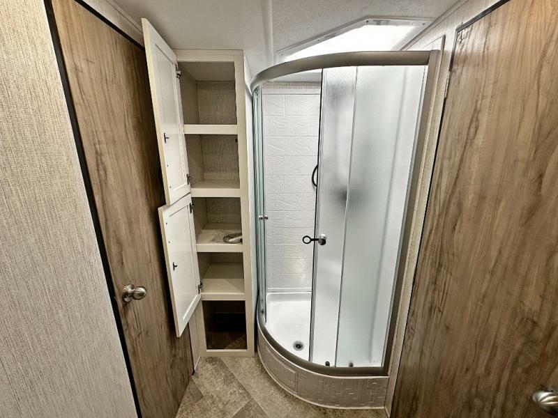 Shower room with linen.