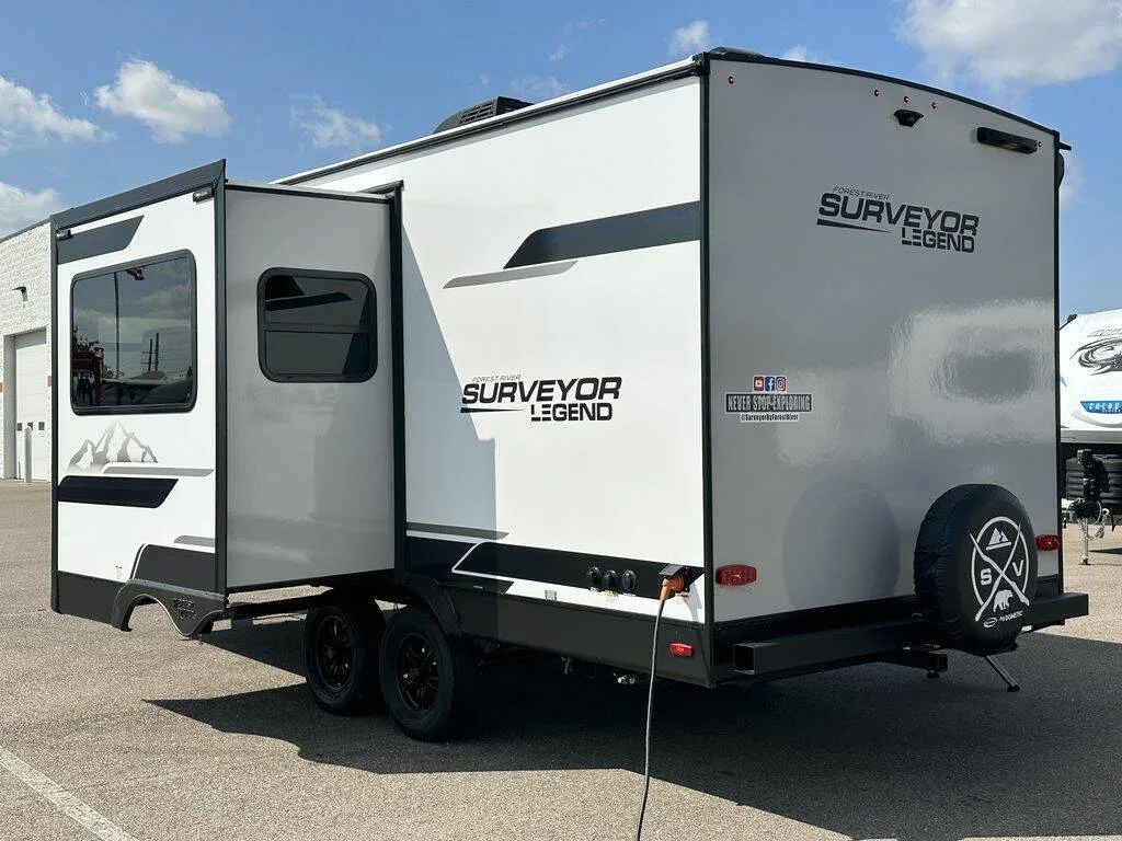 Rear view of the New 2024 Forest Surveyor Legend 202RBLE Travel Trailer RV.