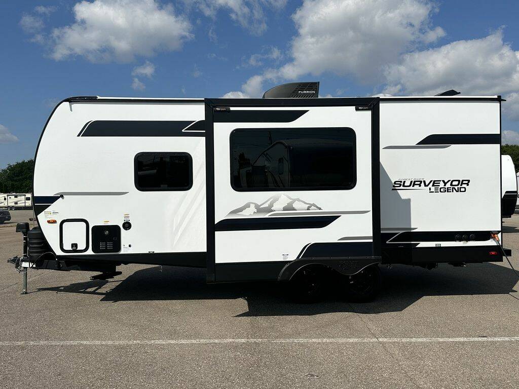 Side view of the New 2024 Forest Surveyor Legend 202RBLE Travel Trailer RV.