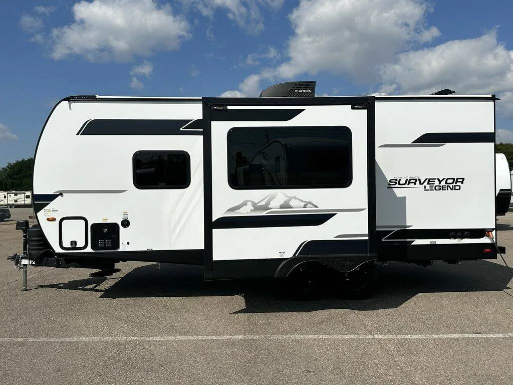 Side view of the New 2024 Forest Surveyor Legend 202RBLE Travel Trailer RV.