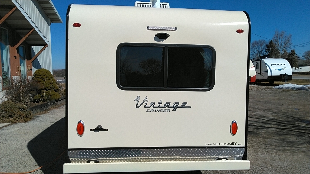 Rear view of the New 2024 Gulf Stream VINTAGE CRUISER 19ERD Travel Trailer RV.