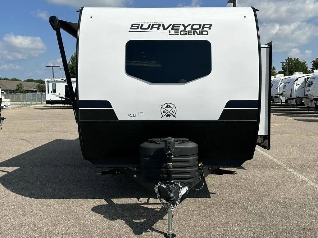 Front view of the New 2024 Forest Surveyor Legend 202RBLE Travel Trailer RV.