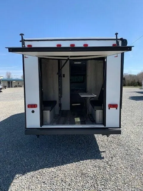 Rear view of the New 2022 Kz Rv Escape 17 HATCH Travel Trailer RV.