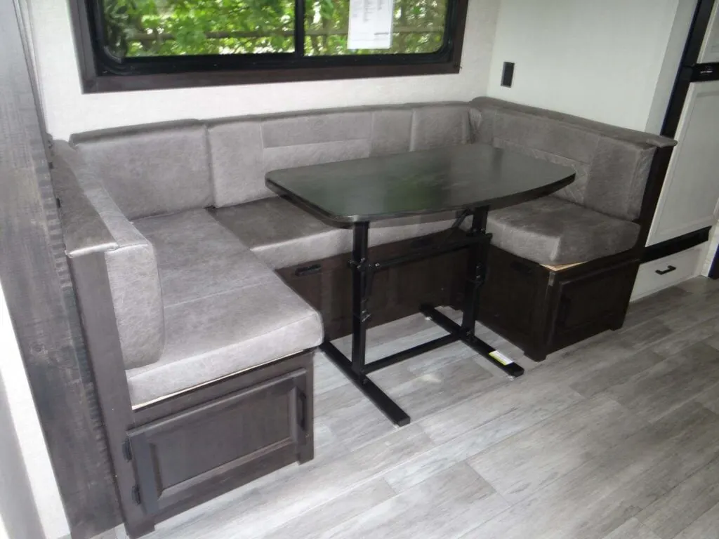 Dinette with pull-out storage drawers.