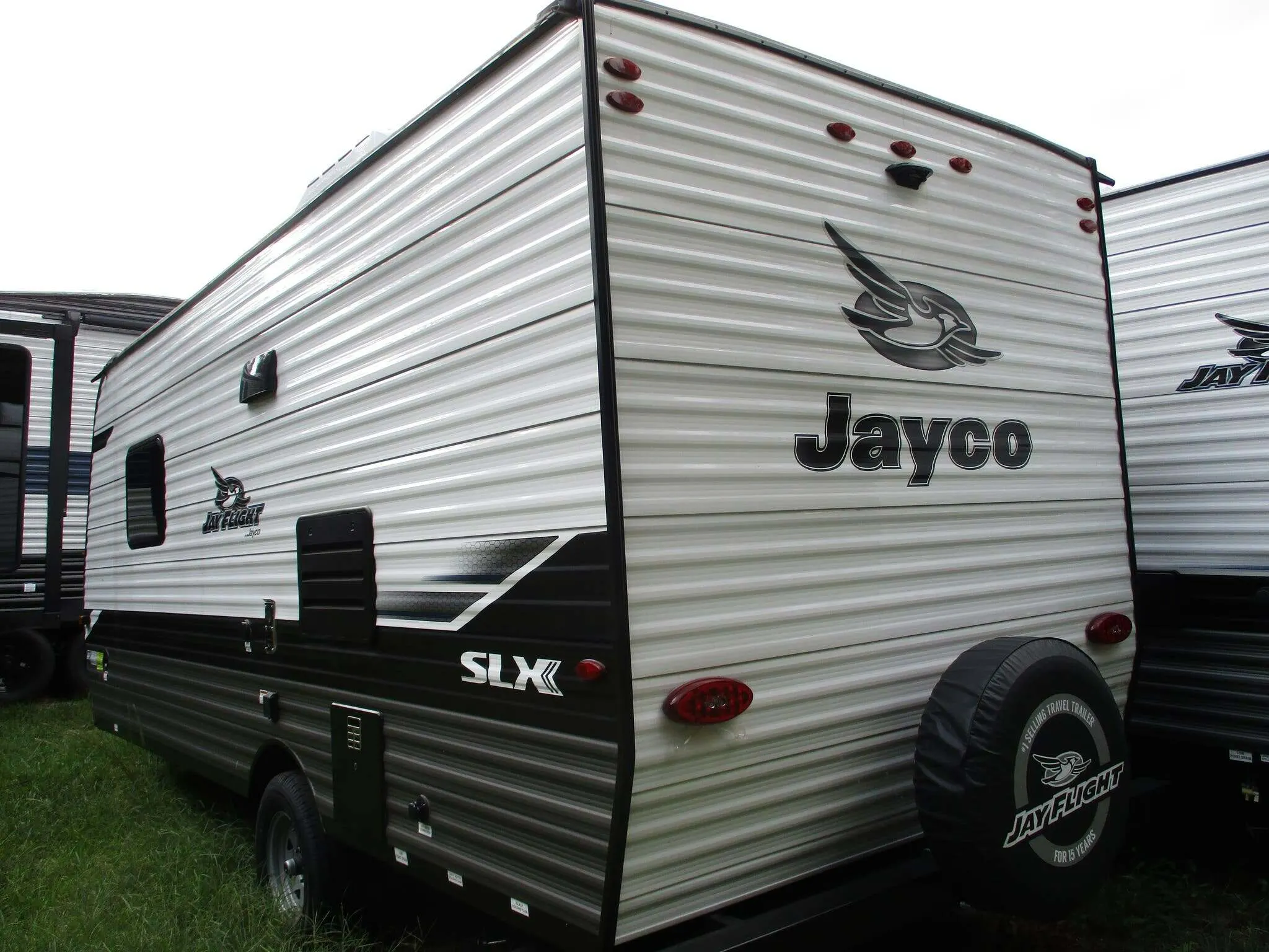 Rear view of the RV.