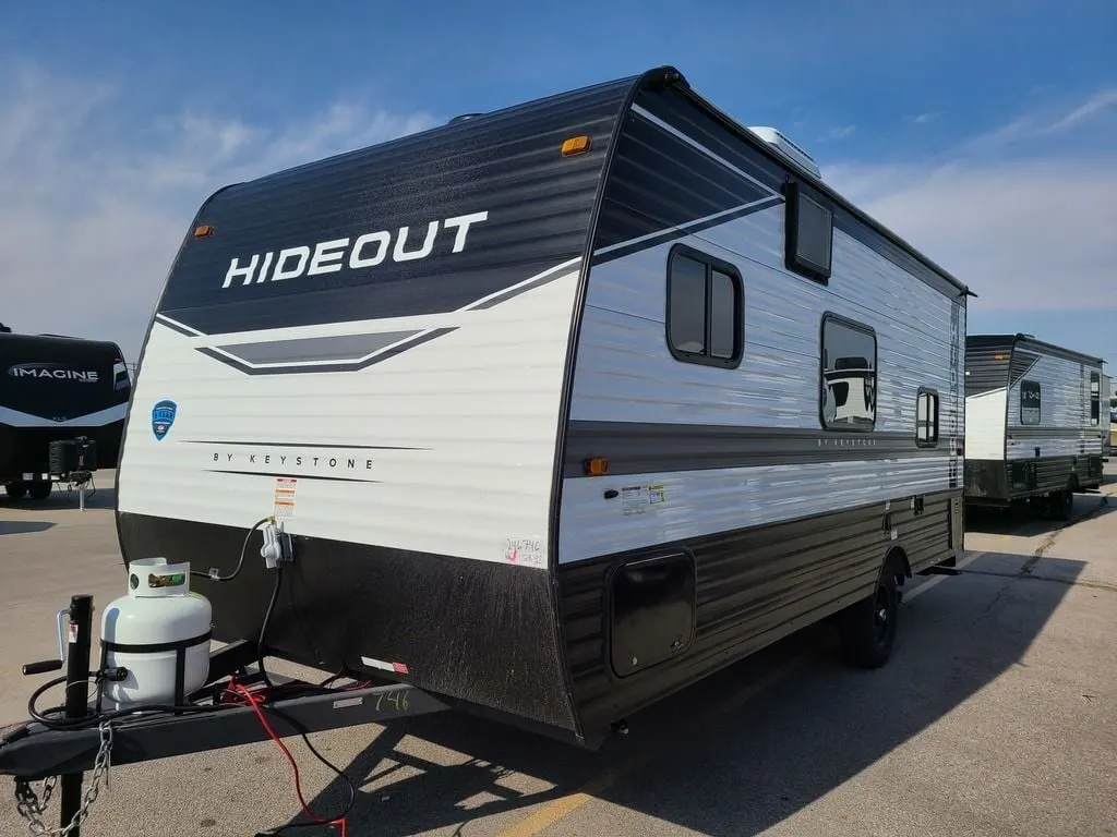 Front view of the New 2022 Keystone Rv HIDEOUT HI175BH Travel Trailer RV.