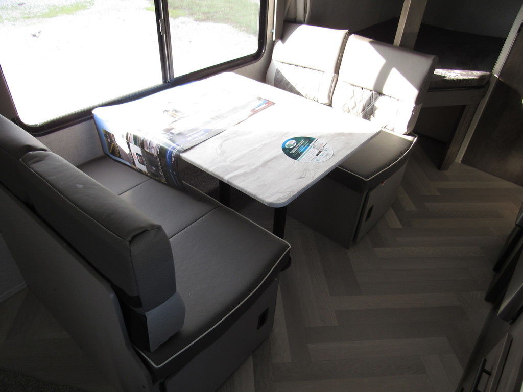 Dinette with leather seats.