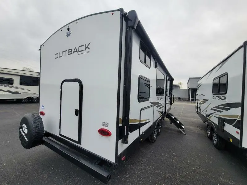 Rear view of the RV.