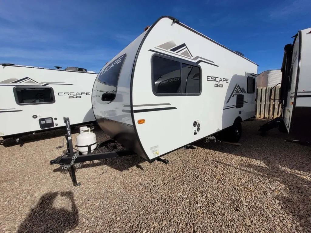 Side view of the New 2022 K-Z Escape E18 Hatch Travel Trailer RV.