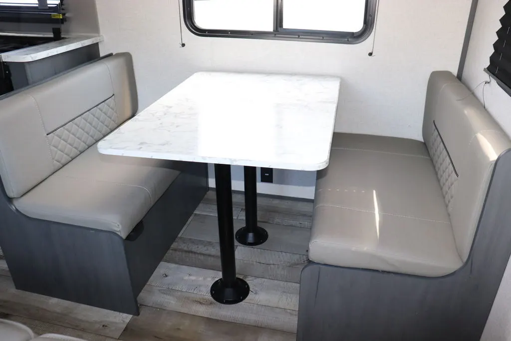 Dinette with leather seats.