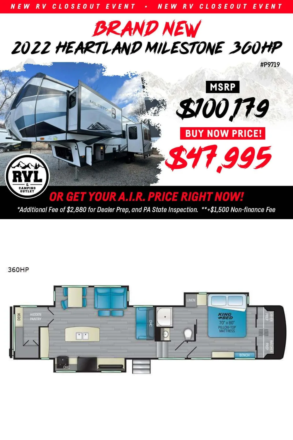 New 2022 Heartland Milestone 360HP Fifth Wheel RV