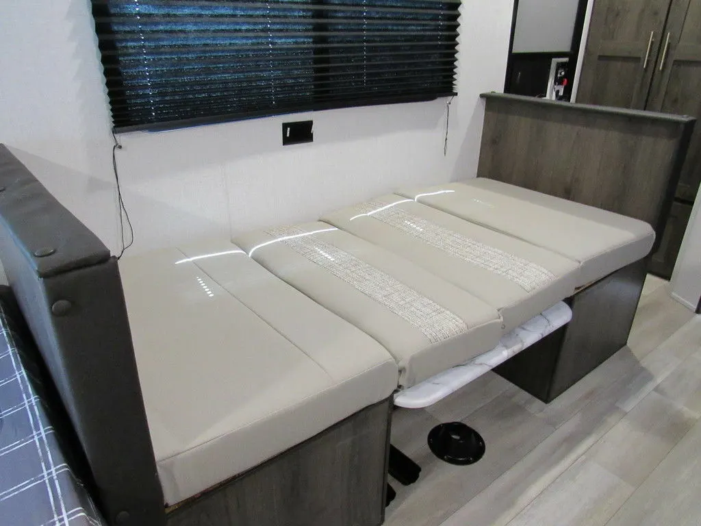 Dinette converted into a bed. 