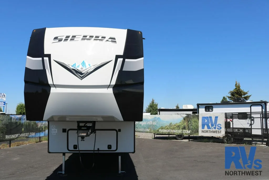 Front view of the New 2022 Forest River Sierra 3330BH Fifth Wheel RV.