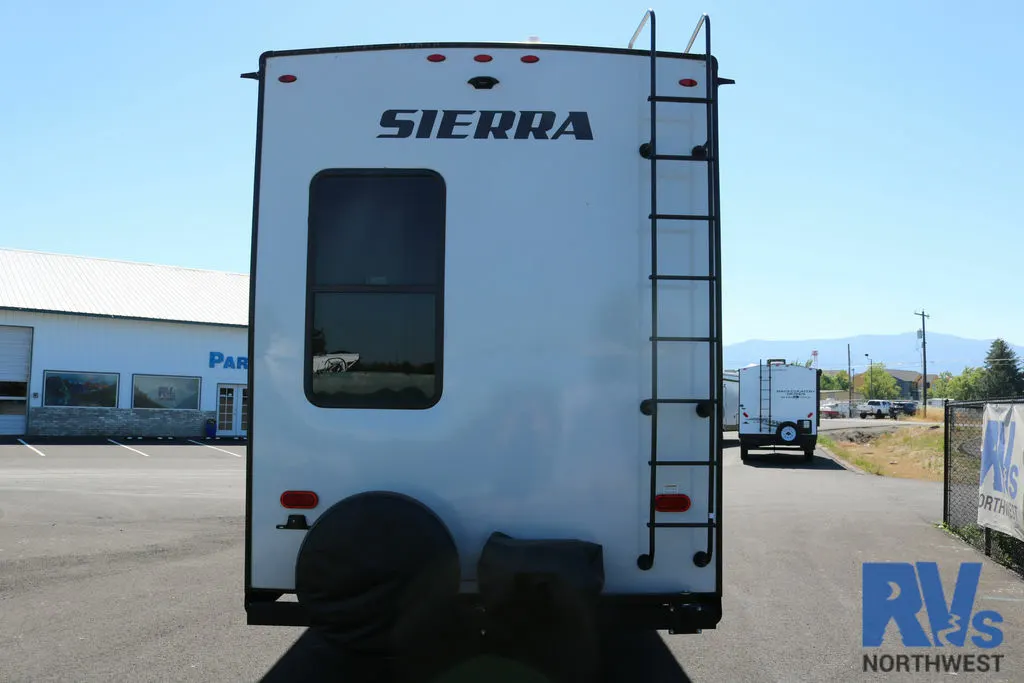 Rear view of the New 2022 Forest River Sierra 3330BH Fifth Wheel RV.