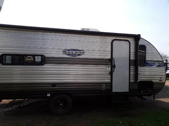 Side view of the New 2022 Forest River Travel Trailer Salem FSX 169RSK Travel Trailer RV.