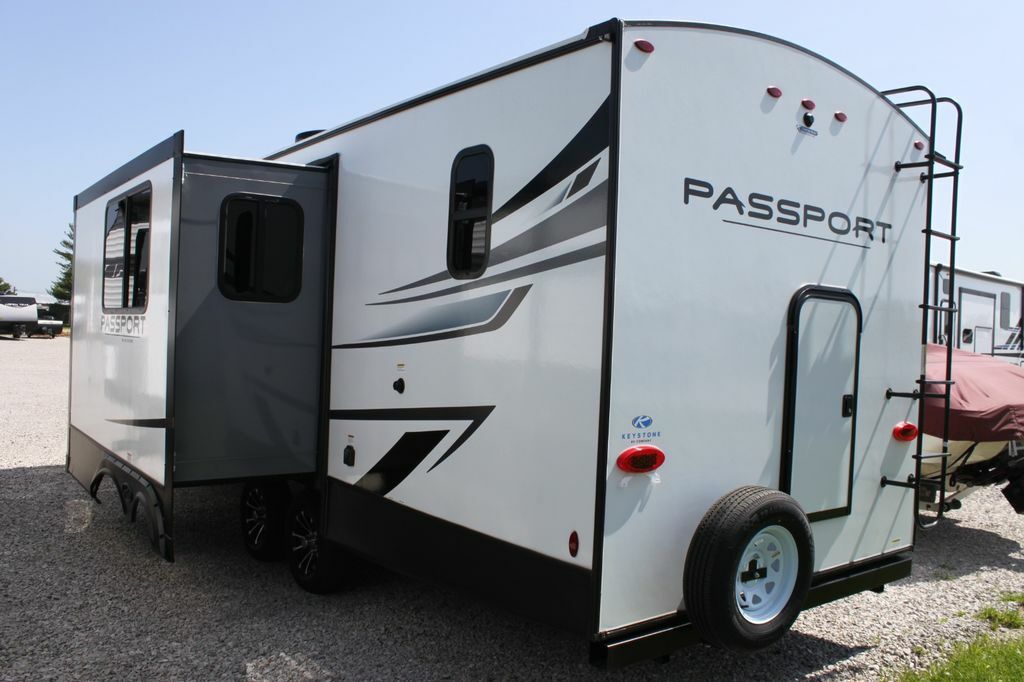 Side view of the RV with a slide out.