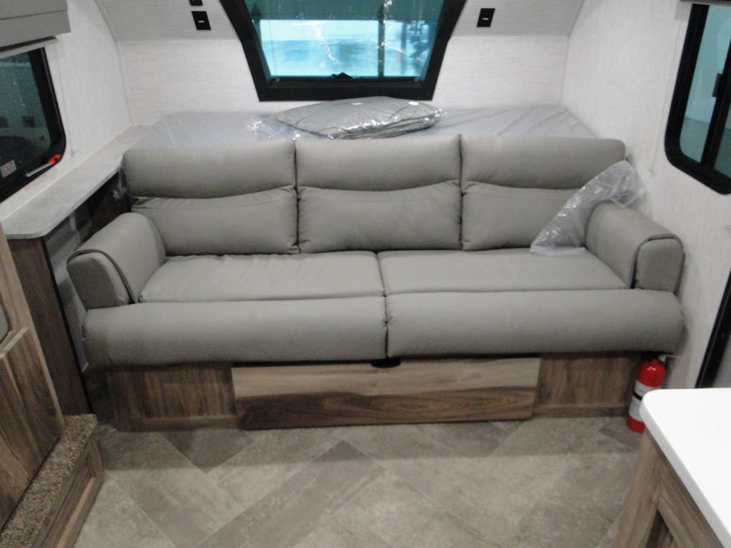 Living space with leather seats. 