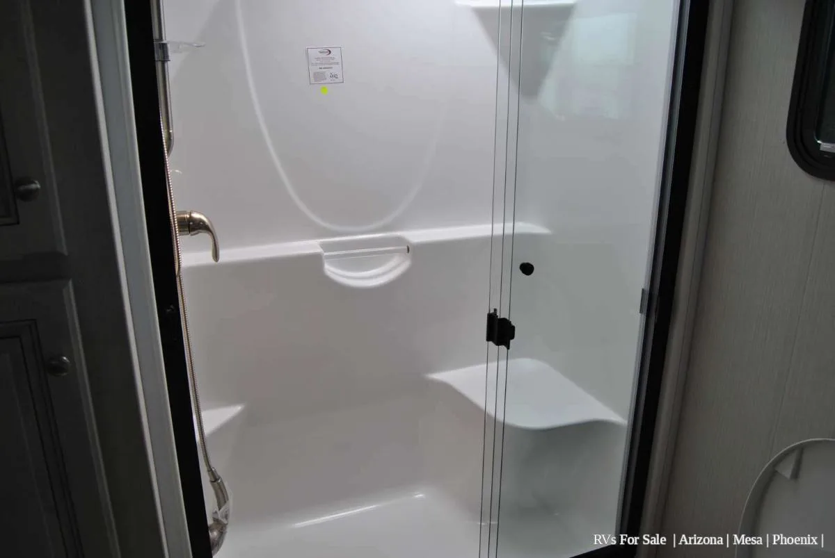 Bathroom with a walk-in shower.