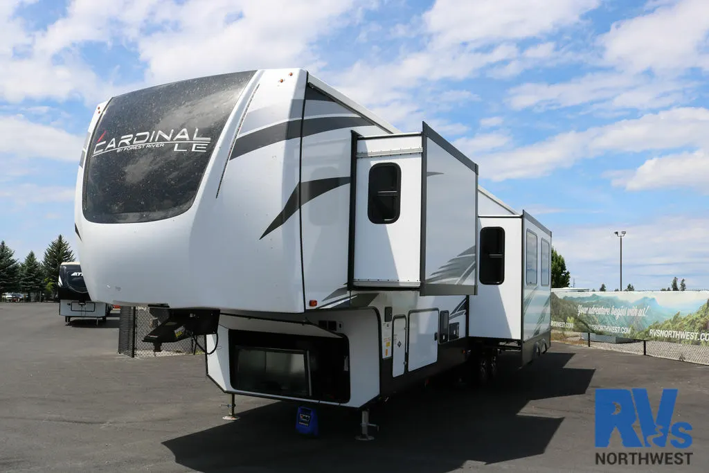 Front view of the RV with slide outs.