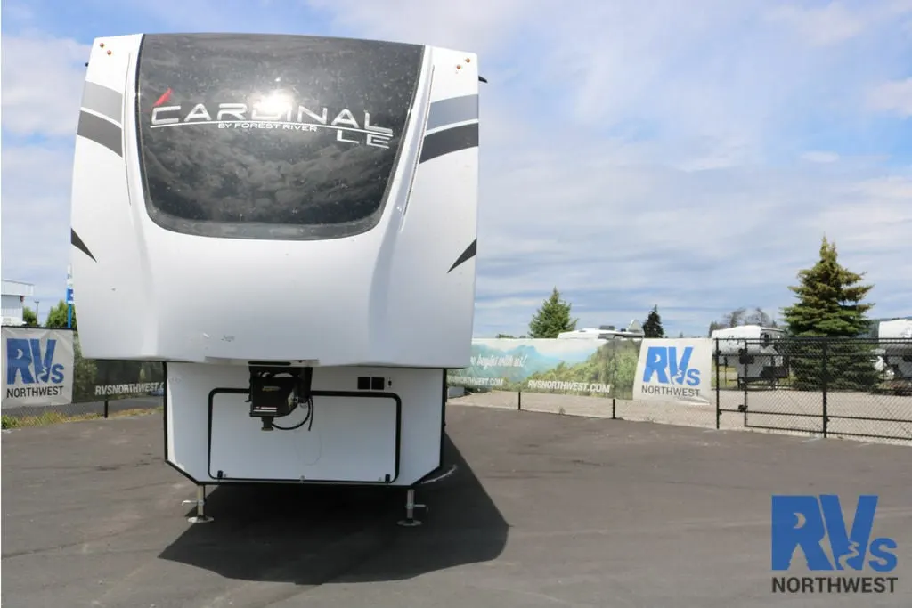 Front view of the New 2022 Forest River CARDINAL 383BHLE Fifth Wheel RV.