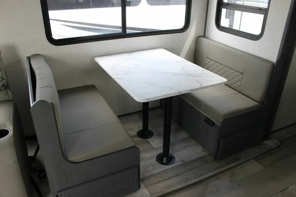 Dinette with leather seats.