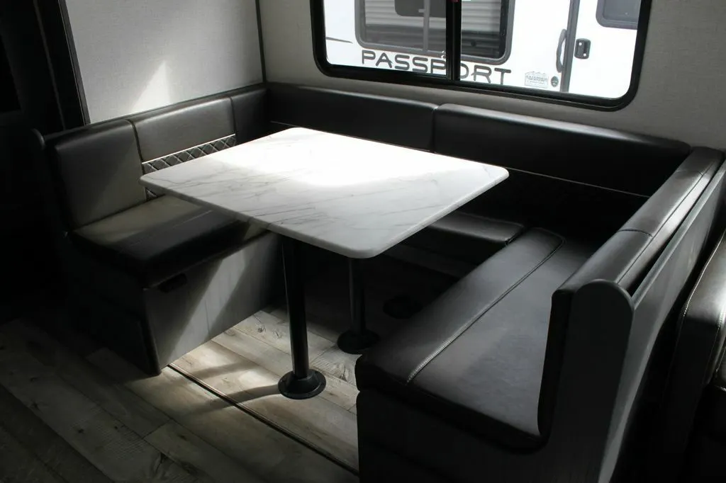 Dinette with leather seats.