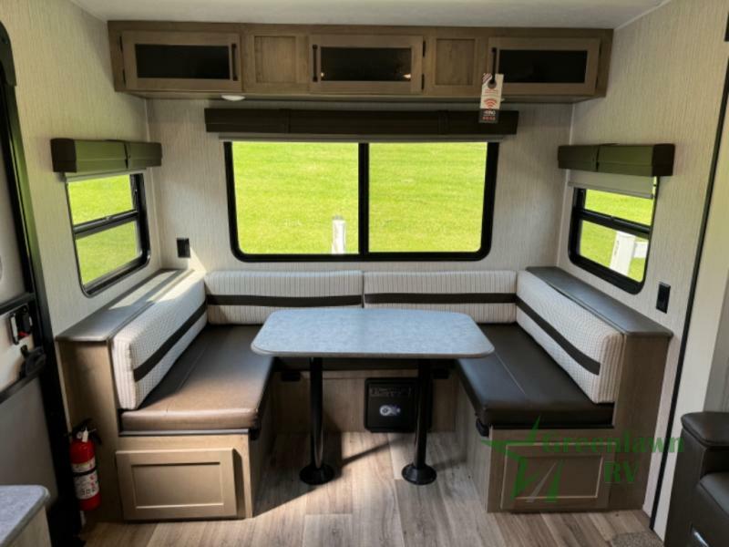 U-Shaped Dinette with overhead cabinets.