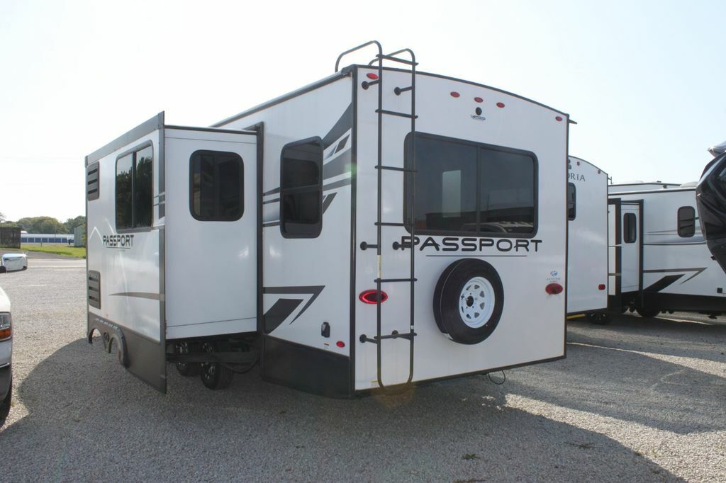 Side view of the RV with a slide out.