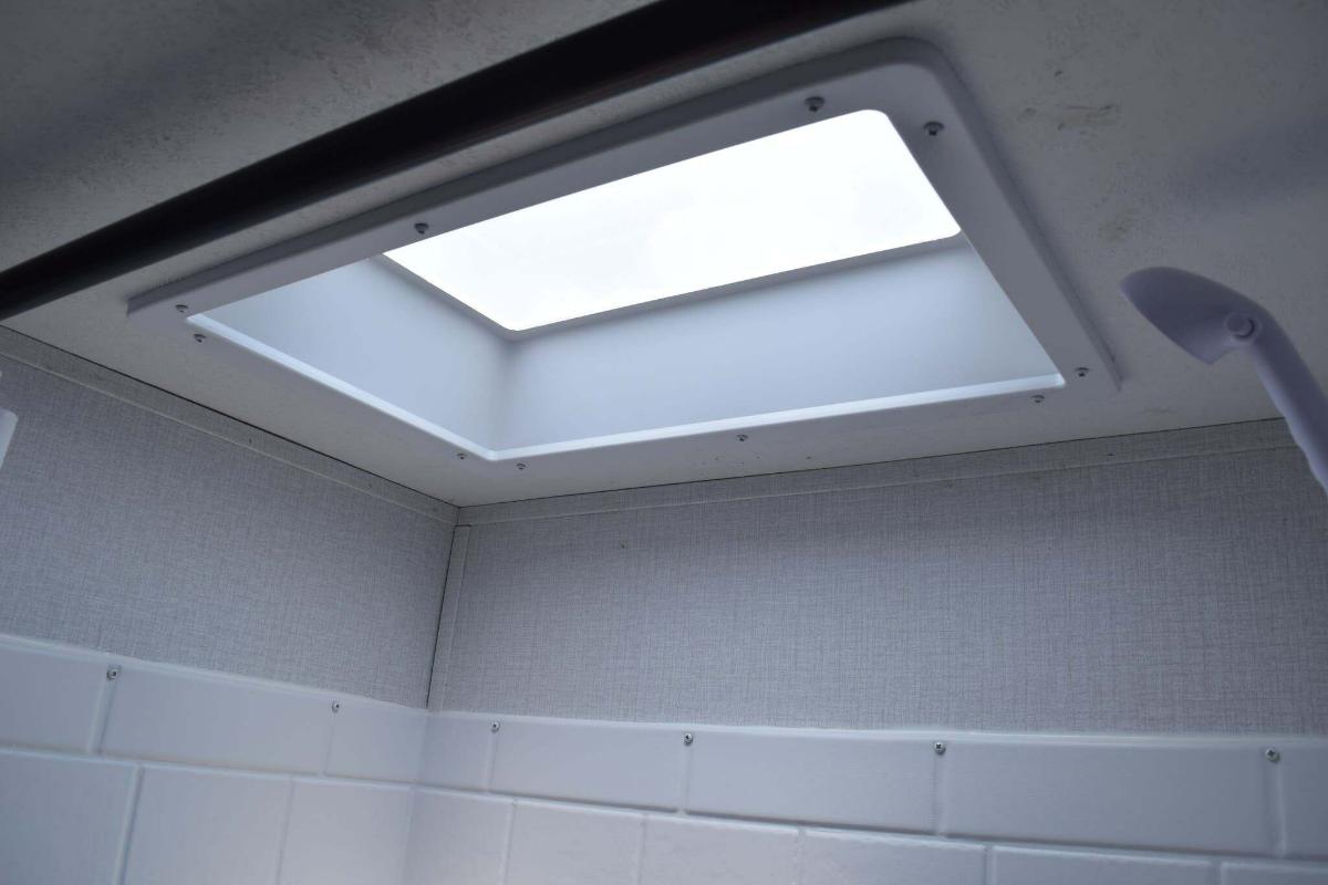 Shower room with skylight.