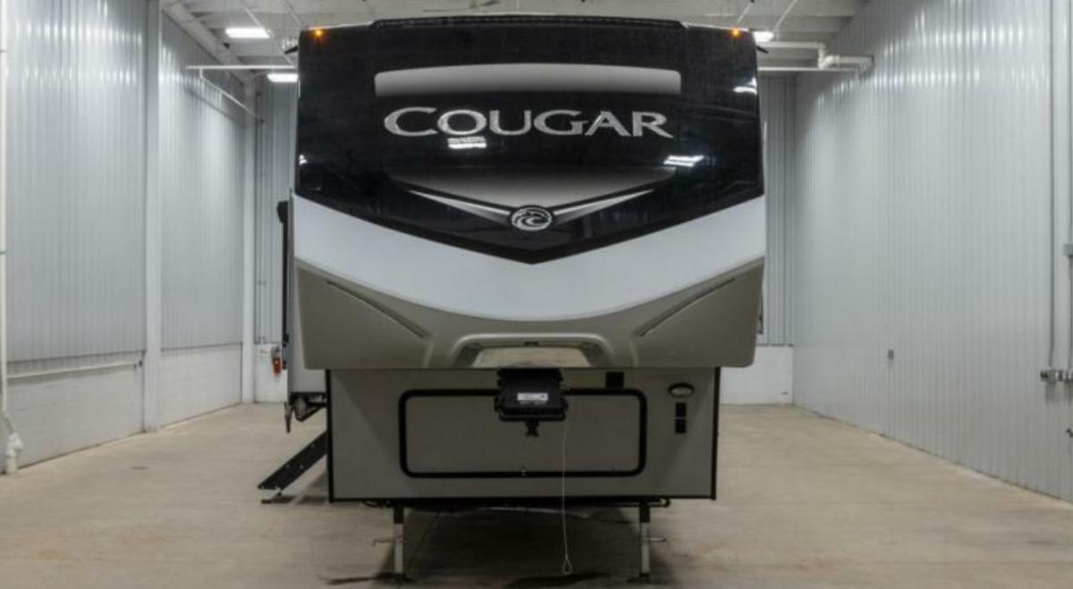 Front view of the New 2022 Keystone Rv Cougar 355FBS Fifth Wheel RV.