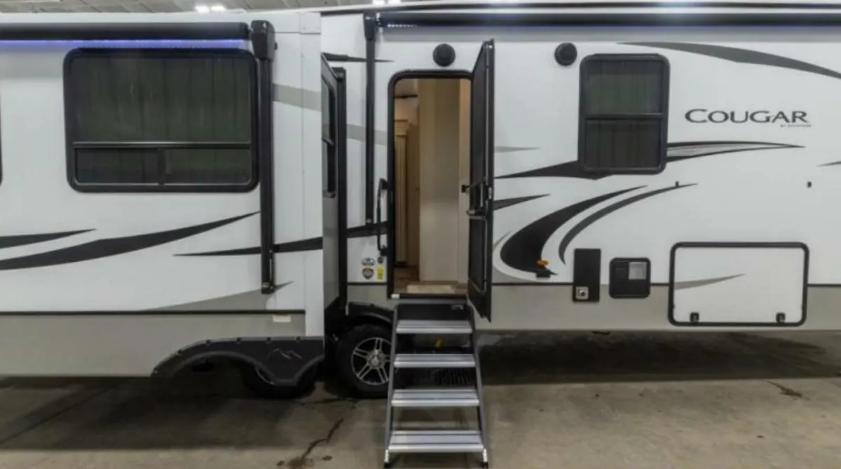 Entry door of the RV.